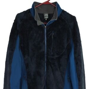 Lands' End Men's Large Polartec Hybrid Fleece Soft-Shell Jacket Navy Blue